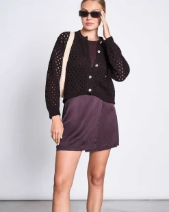 Ajour Cardigan Ellon Espresso Gots