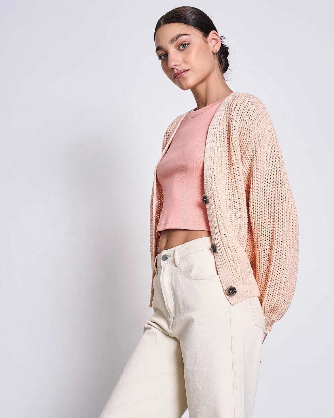 Chunky Cardigan Lena Cantaloupe Gots