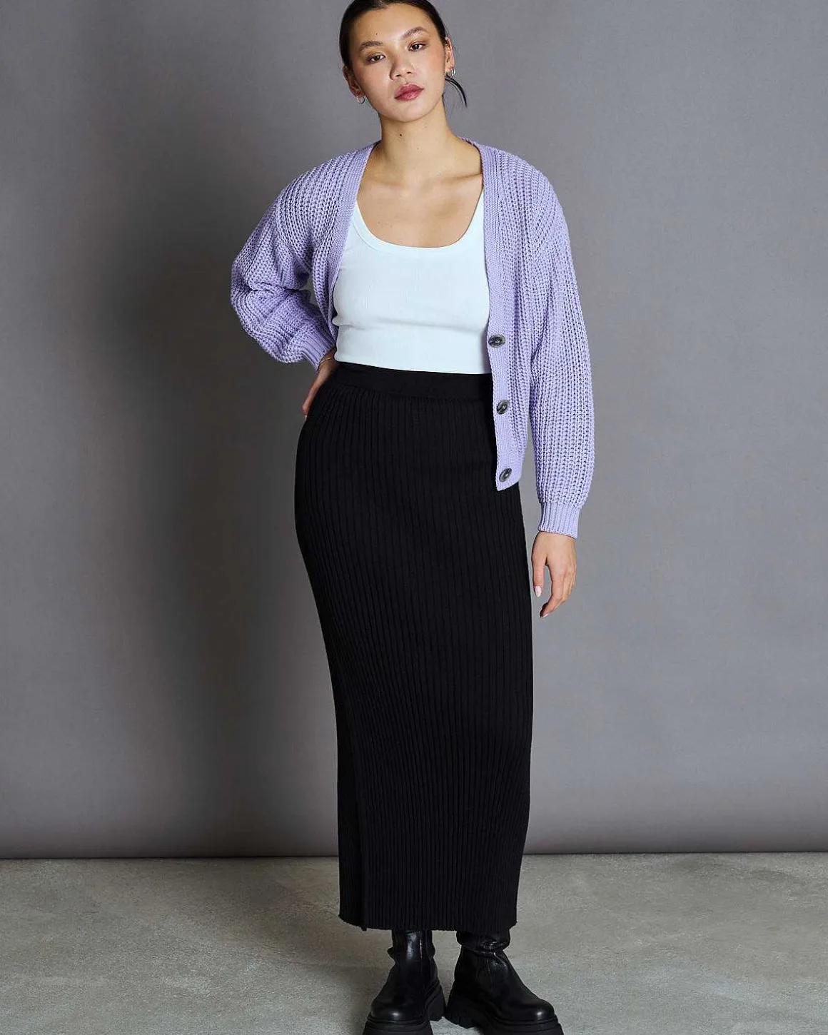 Chunky Cardigan Lena Lavender Gots