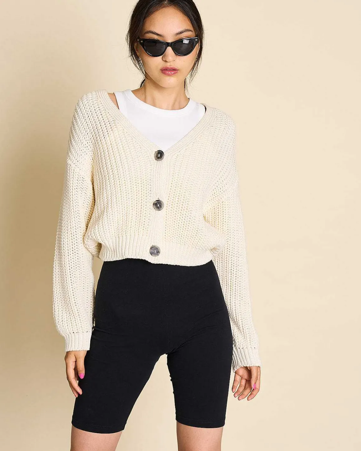 Chunky Cardigan Lena Offwhite Gots