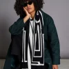 Knit Scarf Leno Offwhite Black Gots