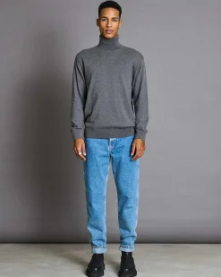 Knit Turtleneck Thames Dark Grey For Men Gots