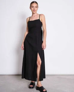 Linen Bow Dress Leuven Black