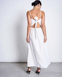 Linen Bow Dress Leuven White