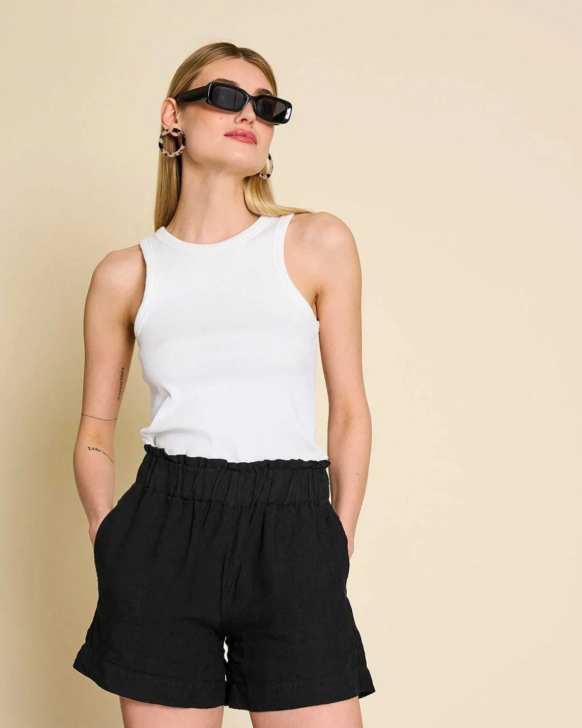 Linen Shorts Tournai Black