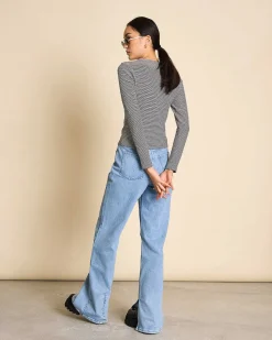 Longsleeve Perla Black White Striped
