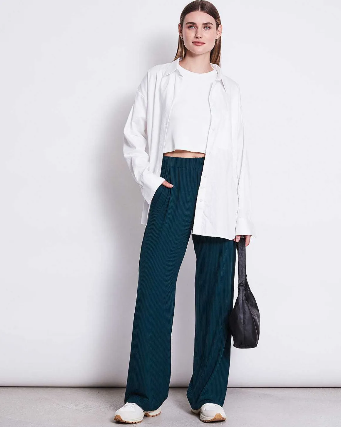 Lyocell Rib Pants Smilla Bottle Green