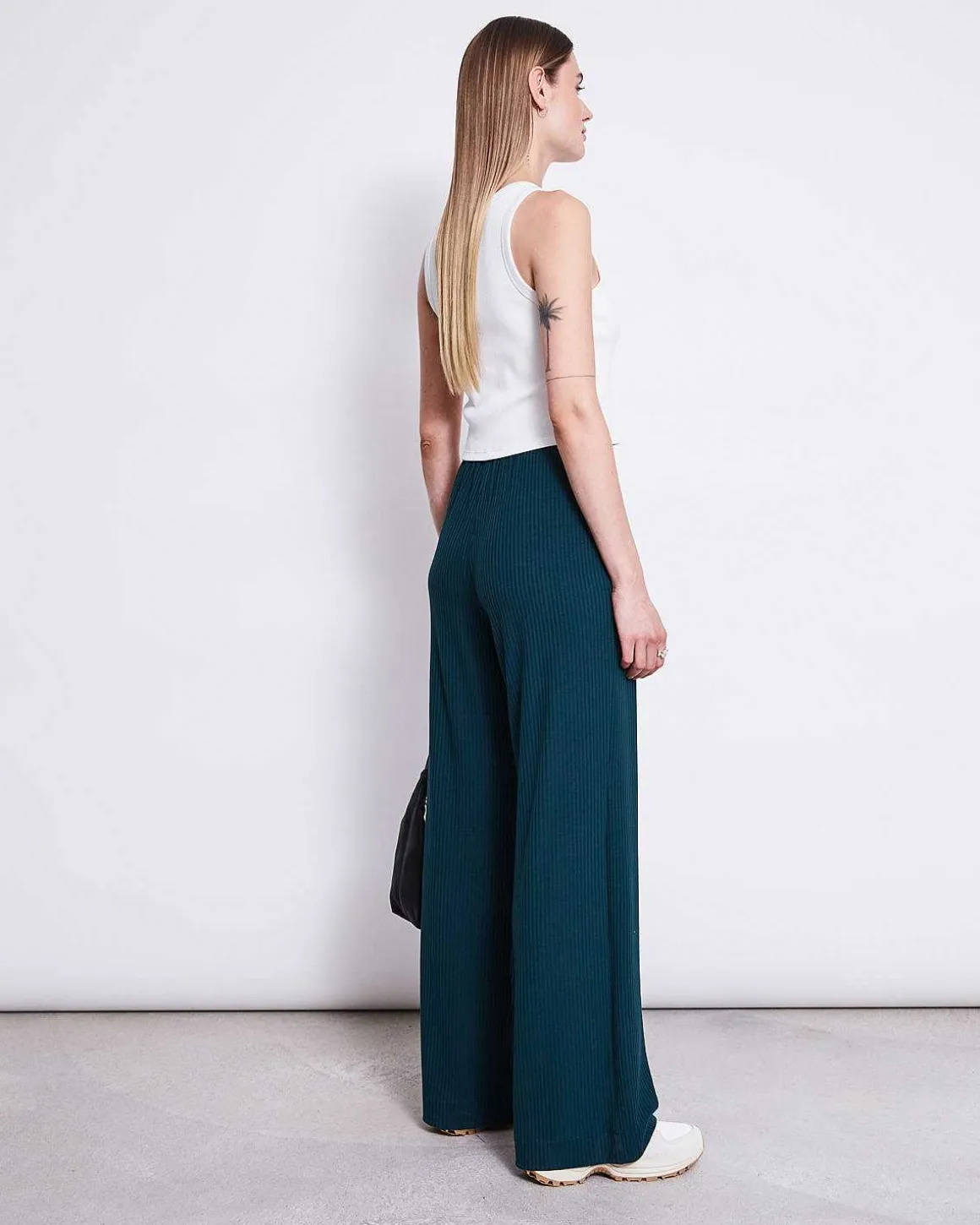 Lyocell Rib Pants Smilla Bottle Green
