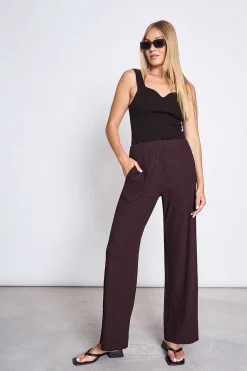 Lyocell Rib Pants Smilla Espresso