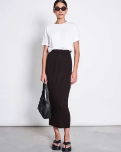 Midi Knit Skirt Ebba Espresso Gots