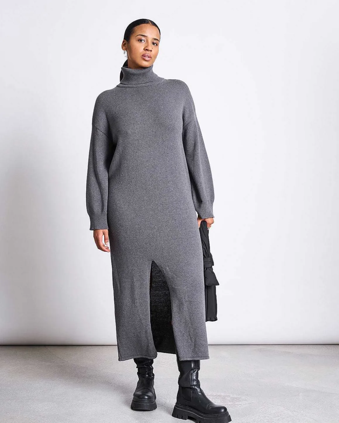 Midi Strickkleid Inari Dark Grey Gots