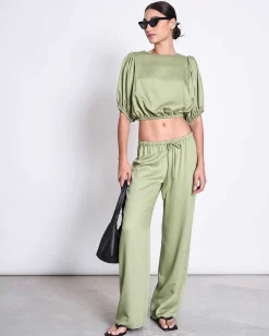 Mid Rise Loose Pants Strath Pale Olive