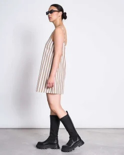 Mini Dress Alloa Camel Striped