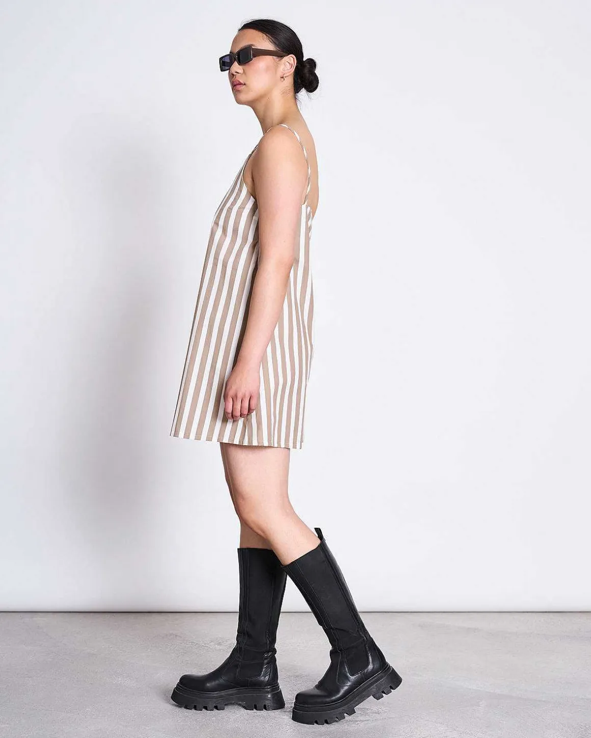 Mini Dress Alloa Camel Striped