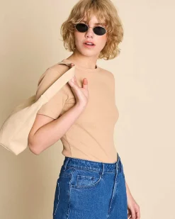 Rib T-Shirt Nile Camel Gots