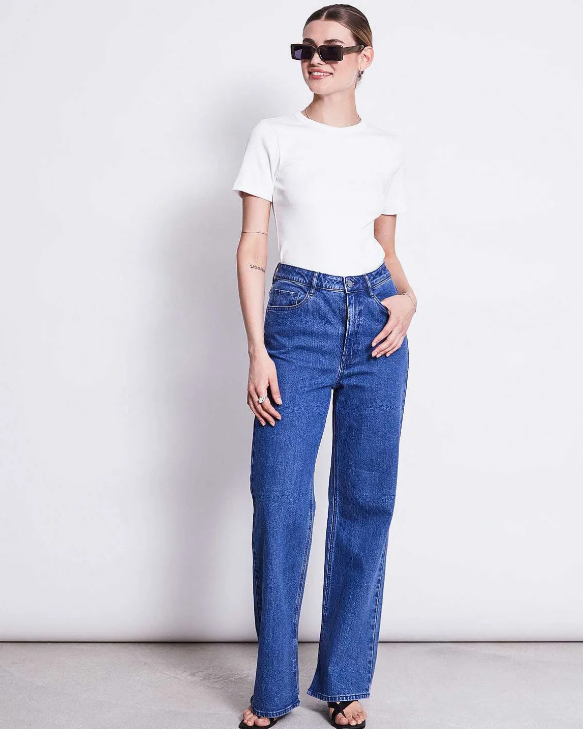 Rib T-Shirt Nile White Gots