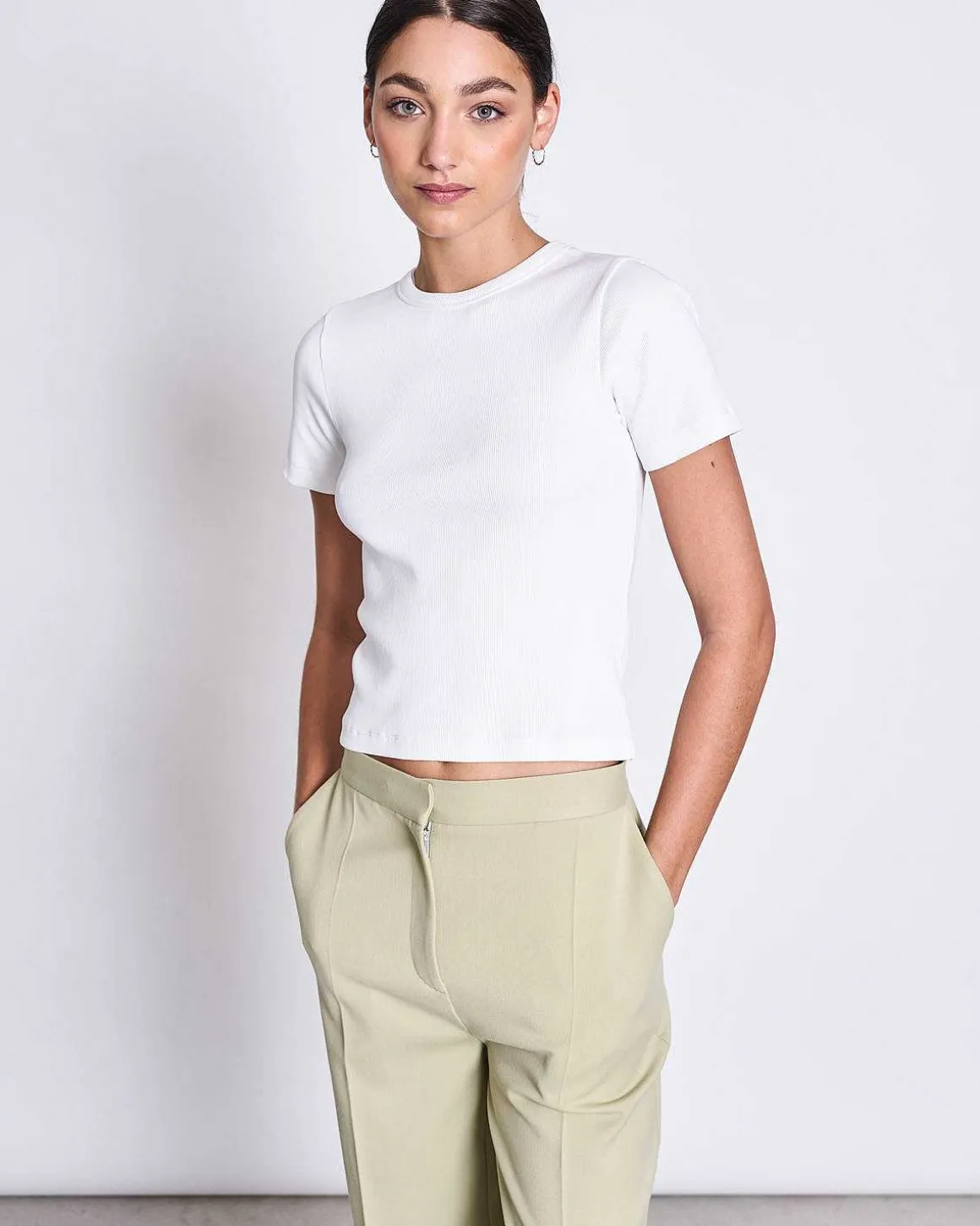 Rib T-Shirt Nile White Gots