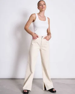 Slitted Wide Leg Jeans Selene Ecru