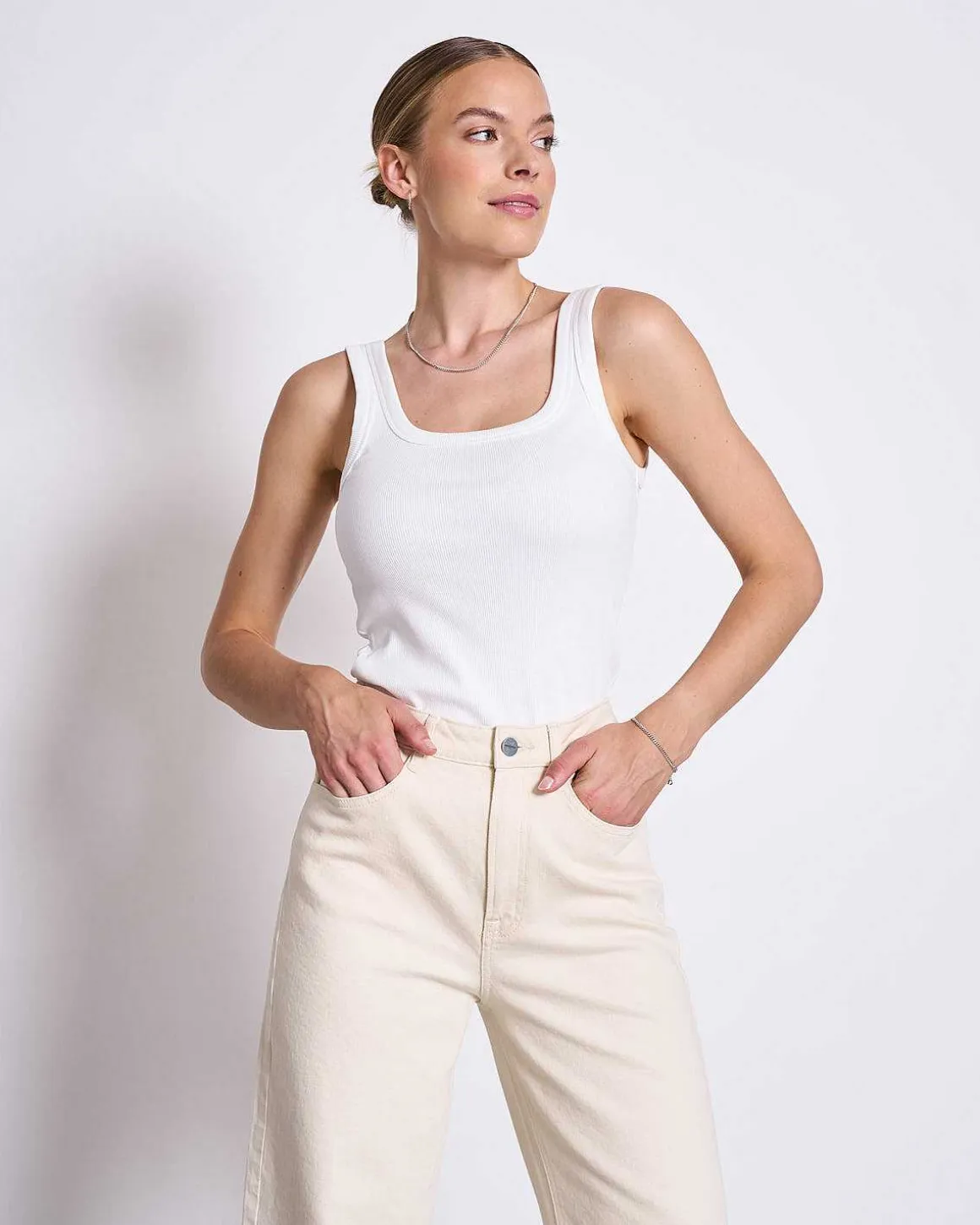 Slitted Wide Leg Jeans Selene Ecru