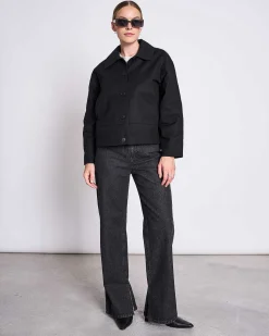 Slitted Wide Leg Jeans Selene Faded Black