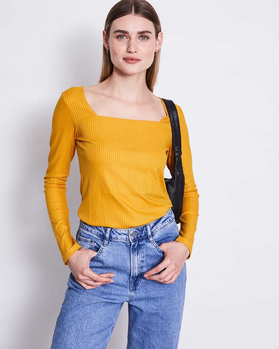 Square Neck Longsleeve Fria Mustard