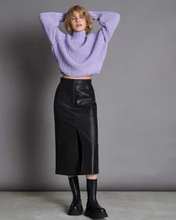 The Vegan Coated Skirt Long Black