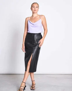 The Vegan Coated Skirt Long Black