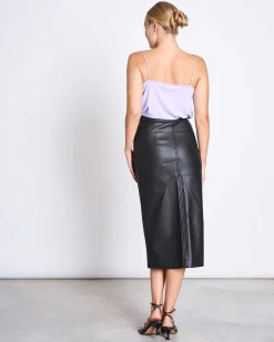 The Vegan Coated Skirt Long Black