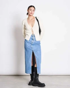 Tie Cardigan Tangy Offwhite Gots