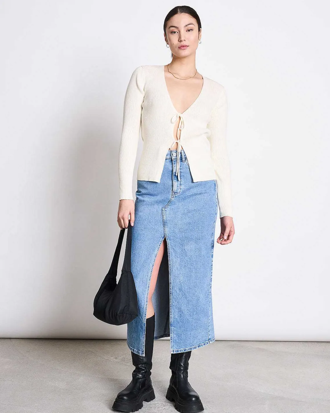 Tie Cardigan Tangy Offwhite Gots