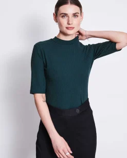 T-Shirt Nina Rib Bottle Green