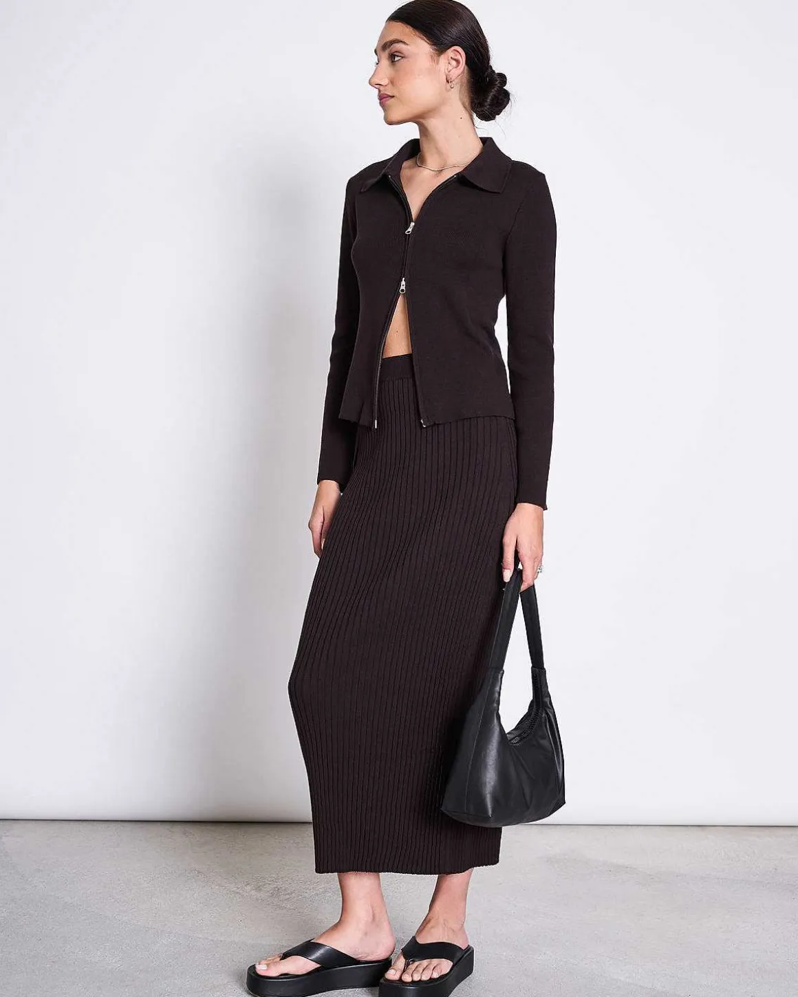 Zip Cardigan Tyrie Espresso Gots
