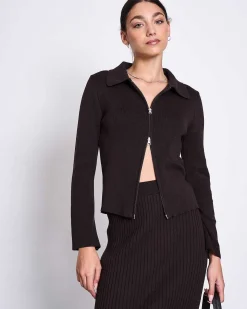 Zip Cardigan Tyrie Espresso Gots